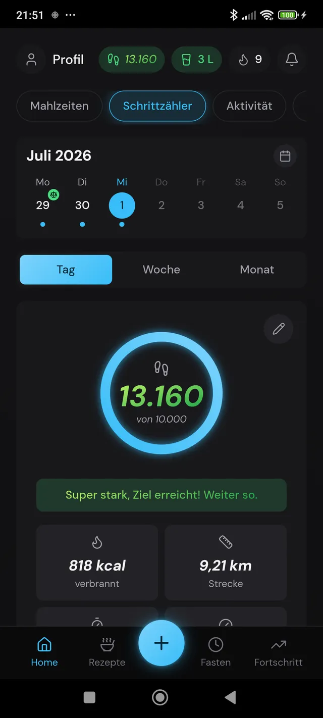 Eingebauter Schrittzähler
